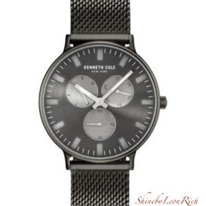 Kenneth Cole New York Men's Black Stainless Steel Mesh Bracelet Watch 46mm